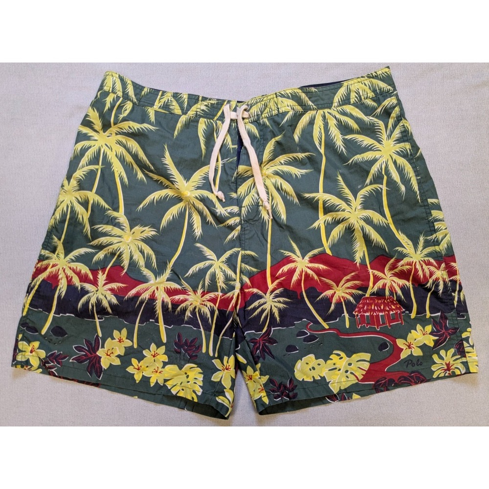 Polo Ralph Lauren Swim Trunks Mens 38 Lined Board Shorts Hawaiian Tribal Vintage